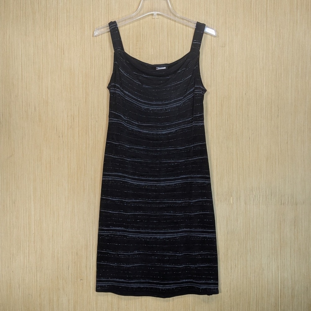 Helene Blake Black Sparkle Striped Tank Dress‎ Y2K Fairy Whimsygoth Women's 5/6